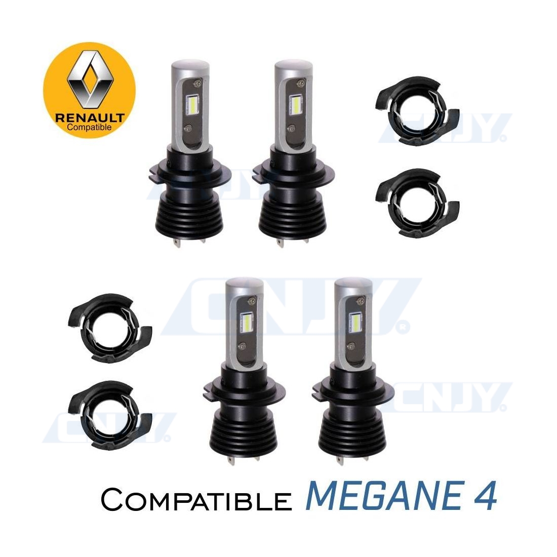 KIT 4 ampoules led H7 PX26D ELISTAR V10 6000K pour Renault Megane 4