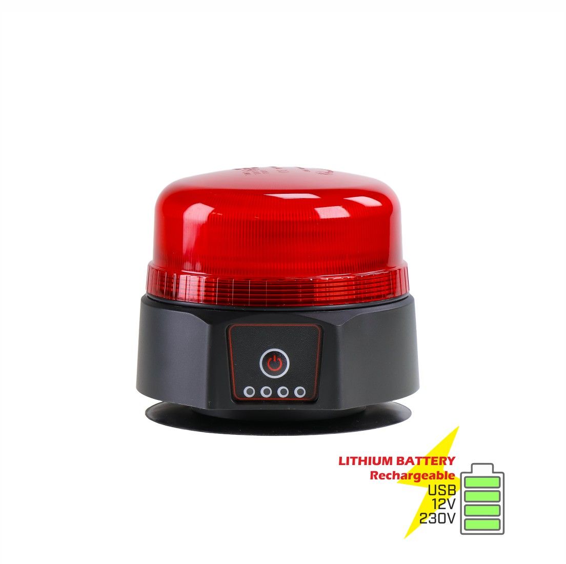 Gyrophare led rouge autonome et magnétique rechargeable sans fil ECE R65  10R .
