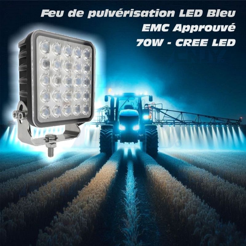 Feu projecteur led bleu puissant pour pulvérisation agricole