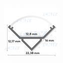 Profil aluminium d'angle avec diffuseur pour bande led 12mm