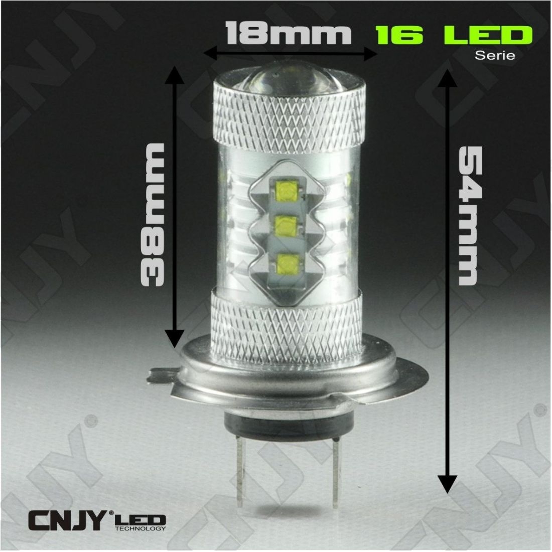 2 Ampoules 16 LED H7 PX26D Type 80W CREE XPE Lenticulaire 12V