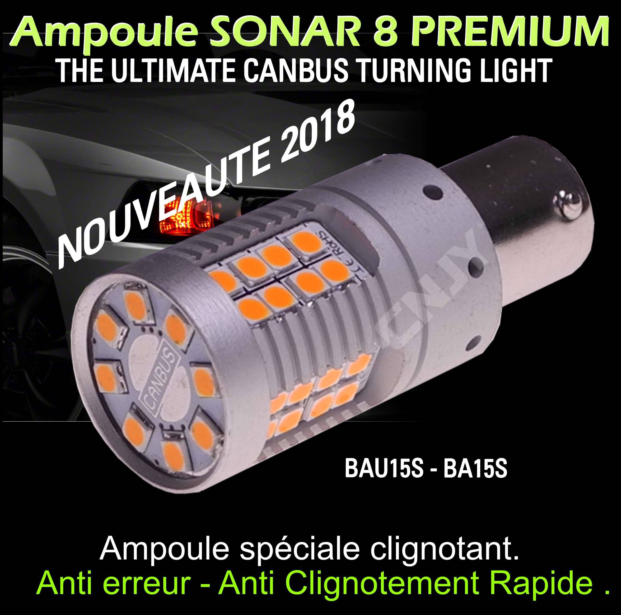  2PCS Ampoule led PY21W LED Canbus Anti Erreur Orange