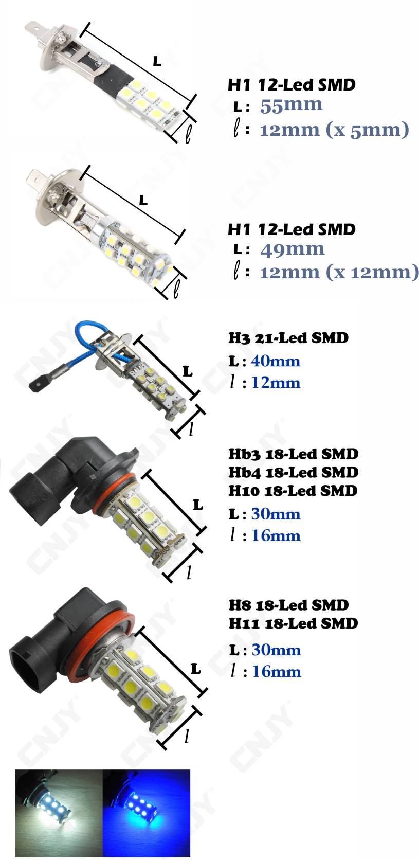 Ampoule de veilleuse à led SMD fixe et stroboscopique 12V 24V